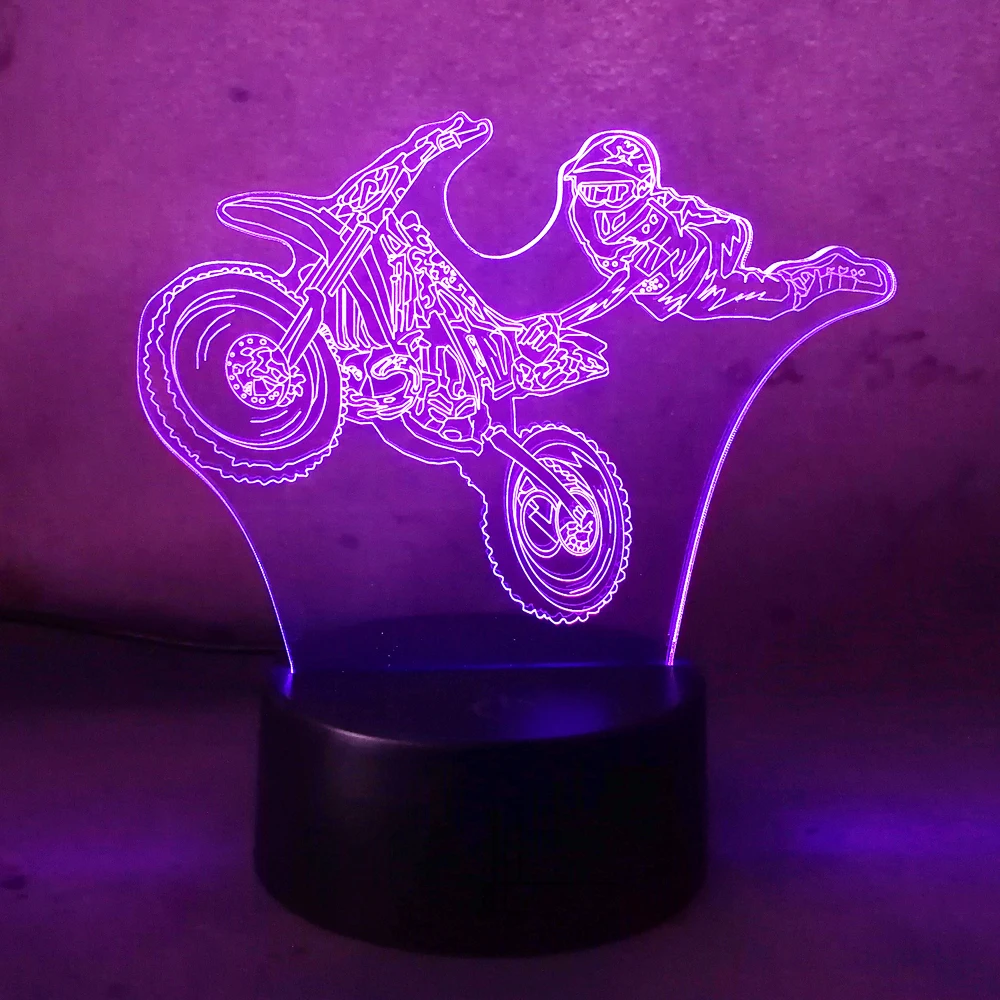 2018 3D LED человек и мотоцикл Экстрим Спорт шоу действие 7 цветов Изменение