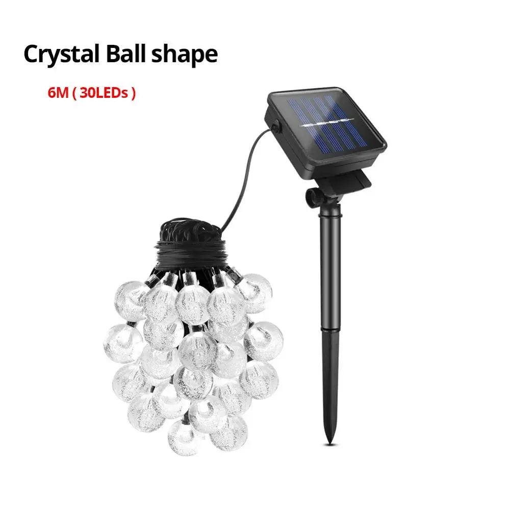 6M Crystal Ball Солнечные лампы, наружное ландшафтное освещение, цветы, светодиодный свет, гирлянда для сада, двора, дорожка, солнечные панели, гирлянда, лампы для газонов - Испускаемый цвет: 6M Crystal Ball