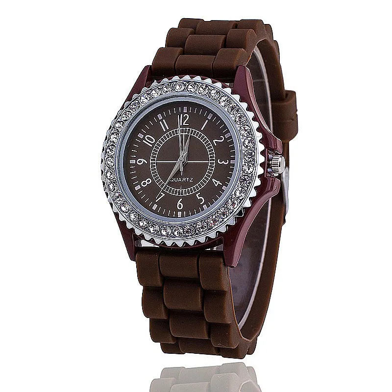 Brown JOYROX Zegarek Damski желе резиновые женские часы Женевы часы для студентов девочек Relogio Feminino Dameshorloge часы - Цвет: Brown