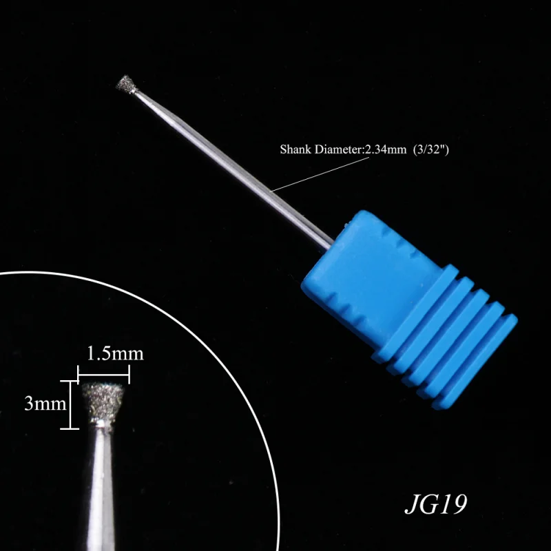 JG19 1 шт., электрическая дрель для ногтей, алмазные сверла с острым концом 3/32 дюйма, кутикула для маникюра, педикюра, аксессуары для дизайна ногтей, сверло CHJG18-31 - Цвет: JG19