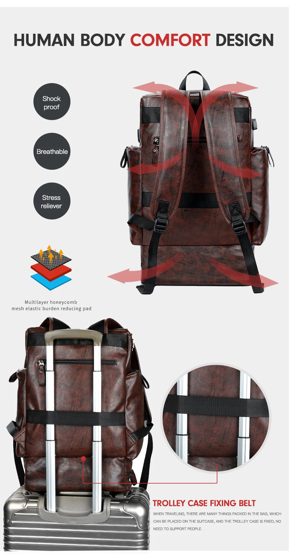 VICUNA POLO, кожаный, Новое поступление, многофункциональный бизнес рюкзак для ноутбука с отверстием для наушников, usb зарядка, мужской рюкзак для путешествий