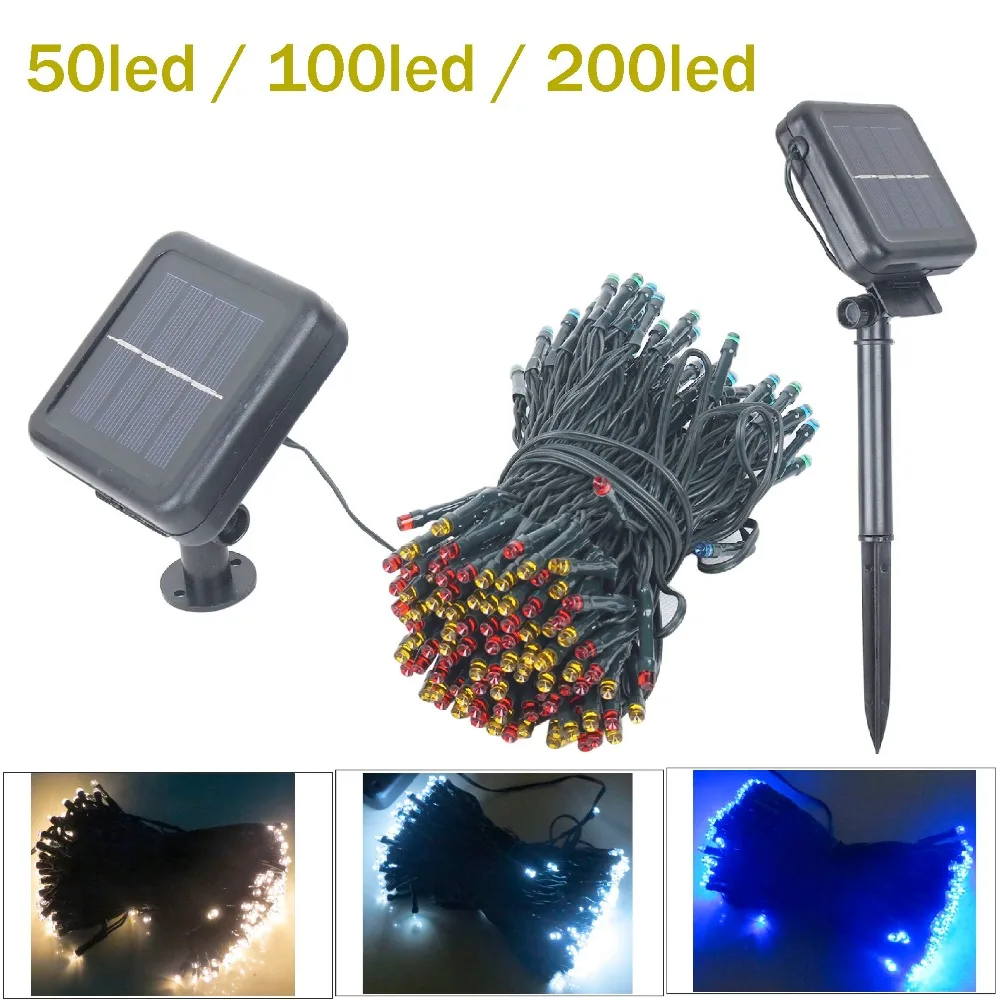 Солнечный светодиодный строка светильник Рождественский гирлянда 50/100/200