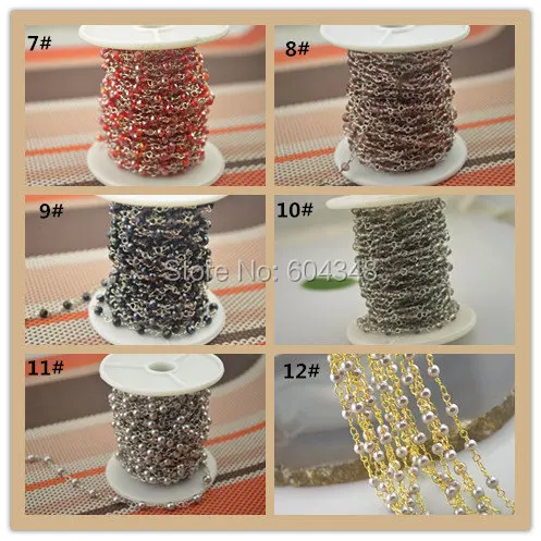 5 метров 18KGP тон Провод Завернутый струей черный кристалл граненый бисером цепь 4x6