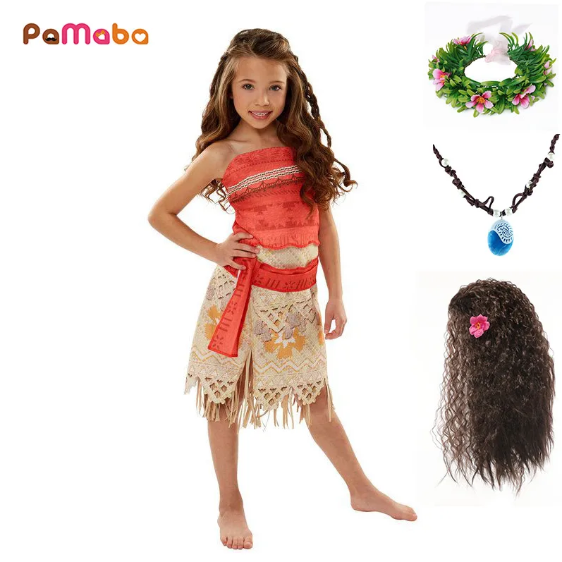 

PaMaBa Kids Moana Adventure Costume Girls Dress Summer Clothes Princess Vaiana Clothing Set Children Birthday Cosplay Dress up