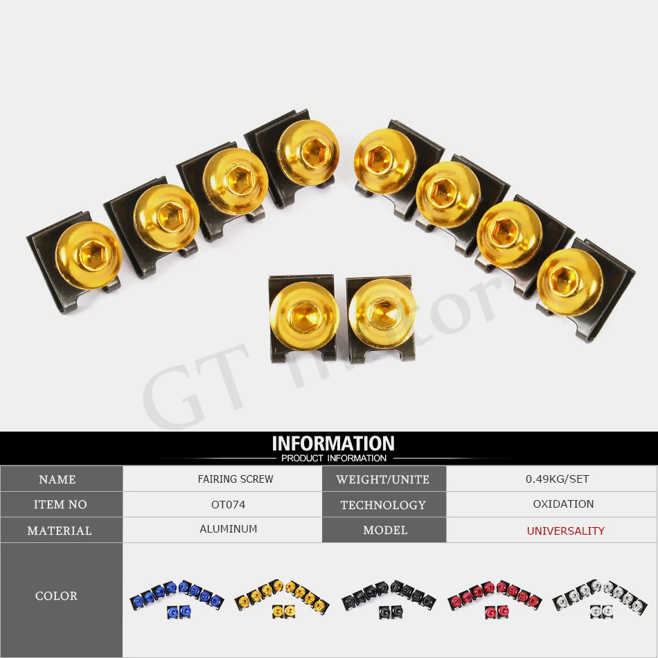 Щука GT Мотор Универсальный Мотоциклов Обтекателя Болты Винты Крепежа Клипы Винт
