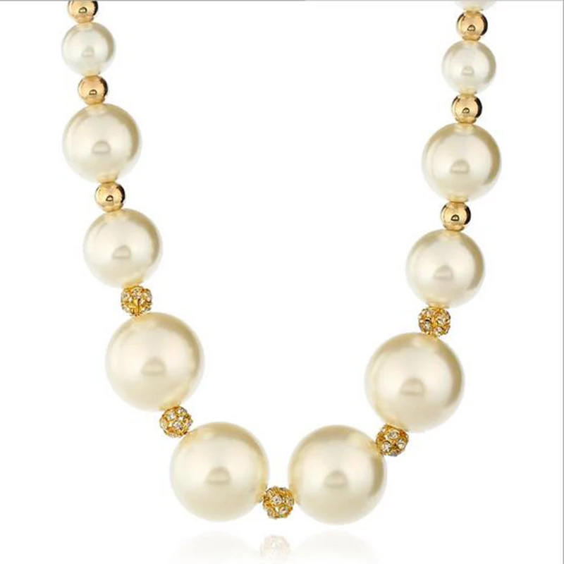 Loura Shace Imitation Pearl Necklace Luxury Big Simulated Pearls Brief Paragraph White Clavicle Chain Necklaces For Women Gift |