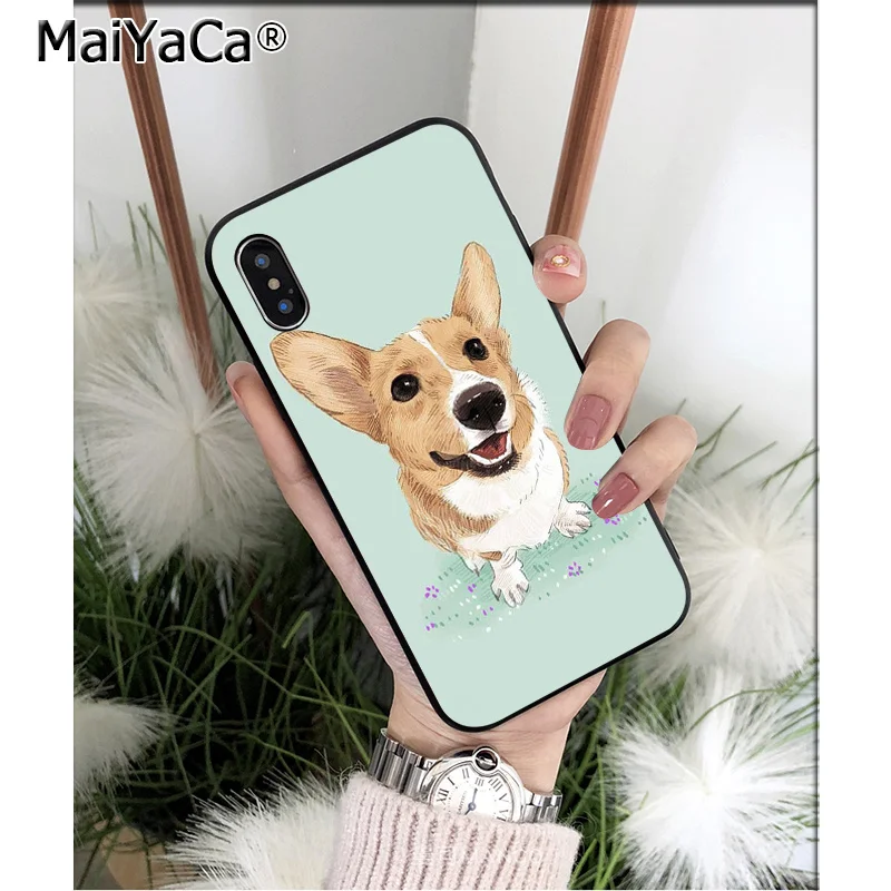 A12 Силиконовый мягкий черный чехол для телефона MaiYaCa с милым рисунком собаки корги для Apple iPhone 8 7 6 6S Plus X XS MAX 5 5S SE XR - Цвет: A12