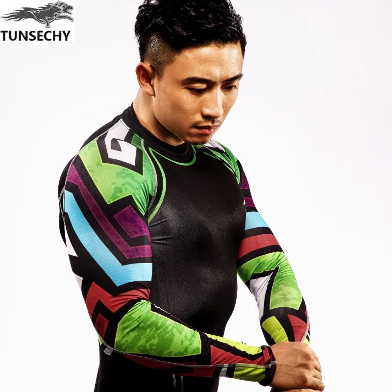 Новые мужские компрессионные рубашки для бодибилдинга облегающие трикотажные с