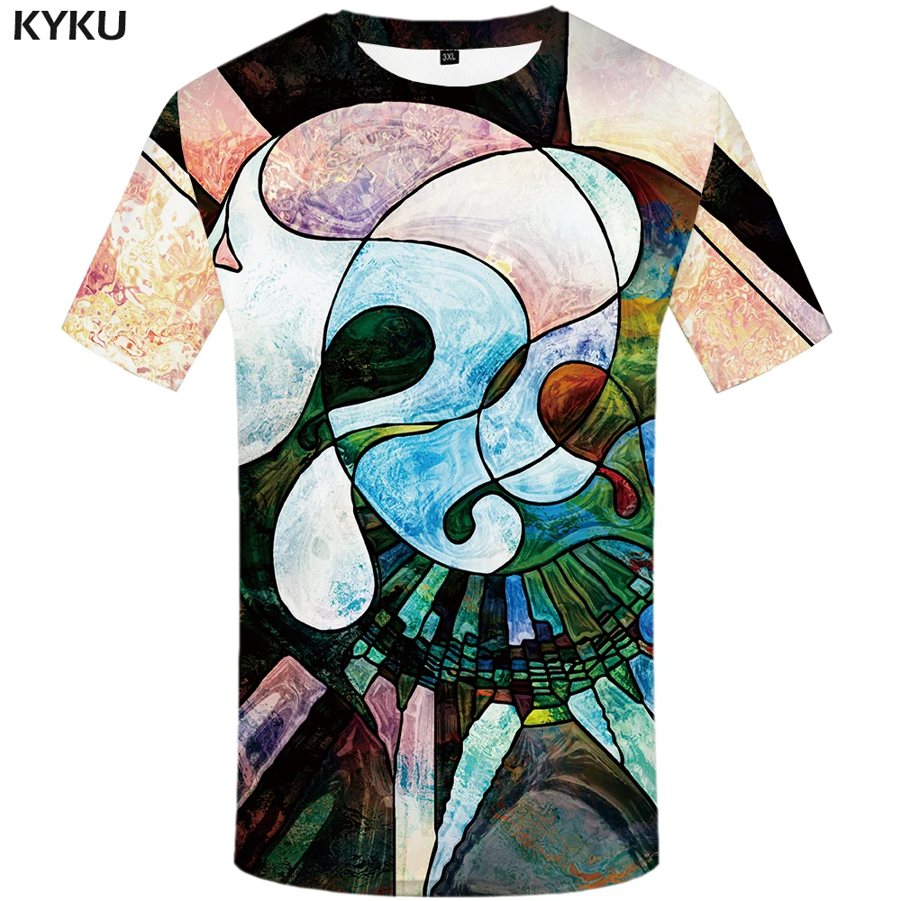 KYKU Brand Galaxy Space T shirt Men Star Anime Clothes Character Shirt Print Cartoon Tshirt Printed Abstract T-shirts 3d | Мужская