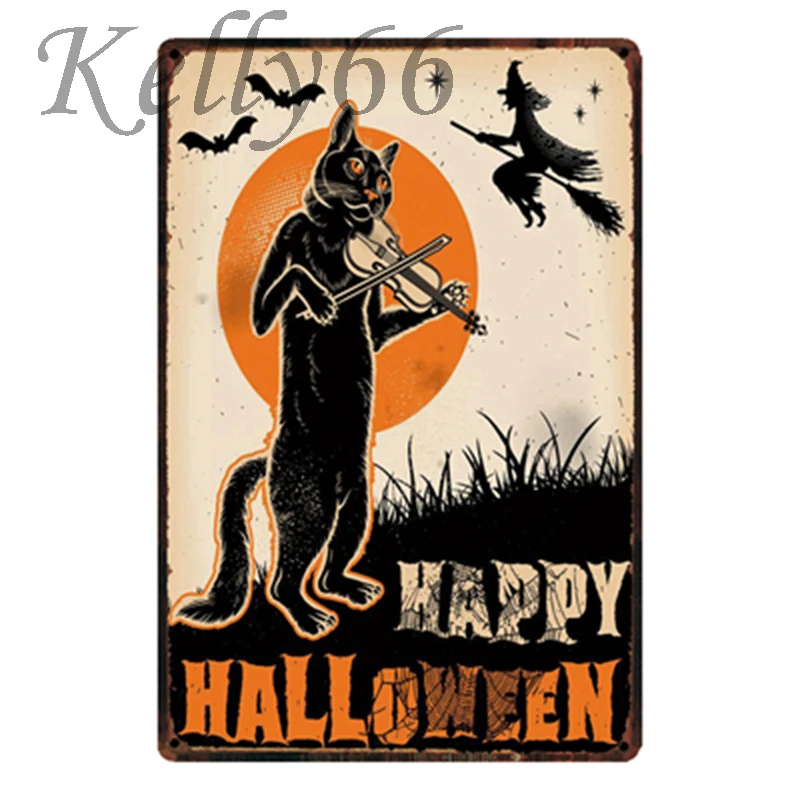 

[Kelly66] и надписью "Happy Halloween" металлический знак олова плакат домашний Декор Бар настенная живопись 20*30 см Размеры y-1781