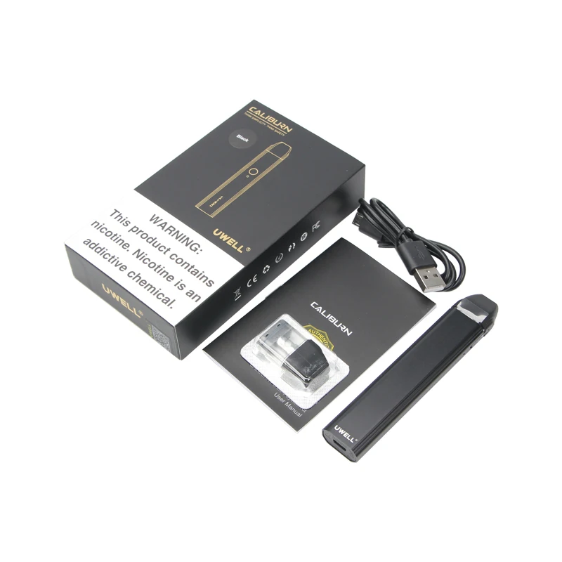 Original UWELL Caliburn Pod System Kit 520mAh Battery 11W Vaporizer 2ml Cartridge Top-Fill Electronic Cigarette Vape Pen Vaper |