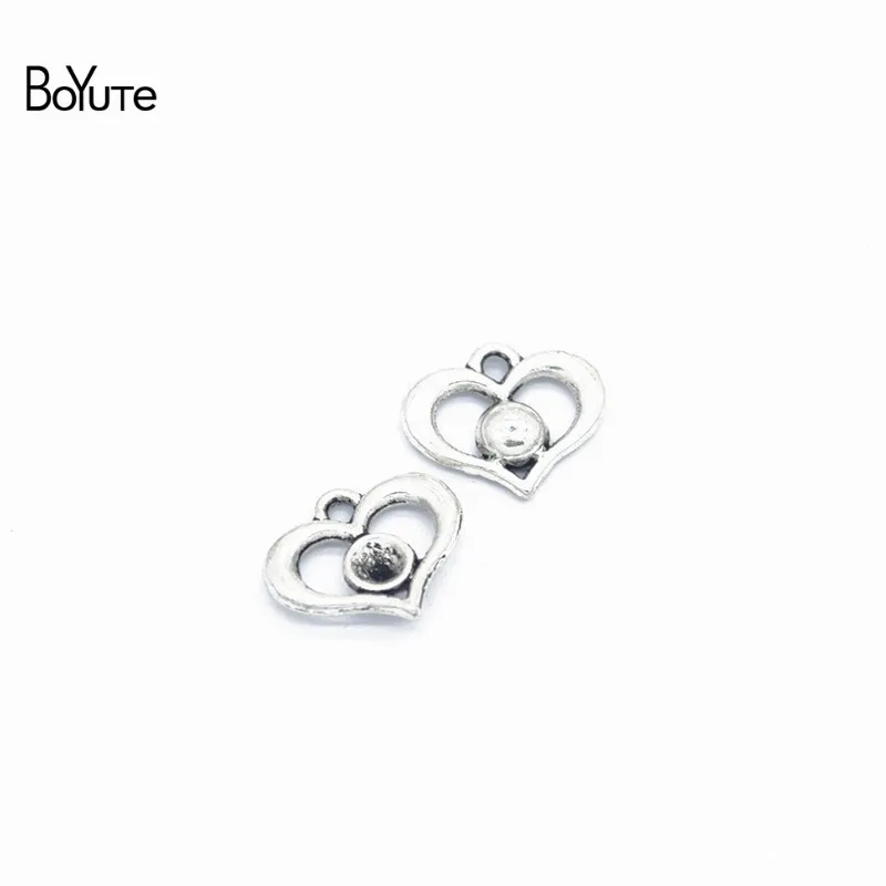 BoYuTe(100 шт./лот) металлический сплав подвеска в форме сердца Diy ручной работы аксессуары для изготовления ювелирных изделий - Окраска металла: 16x13MM-2MM Hole
