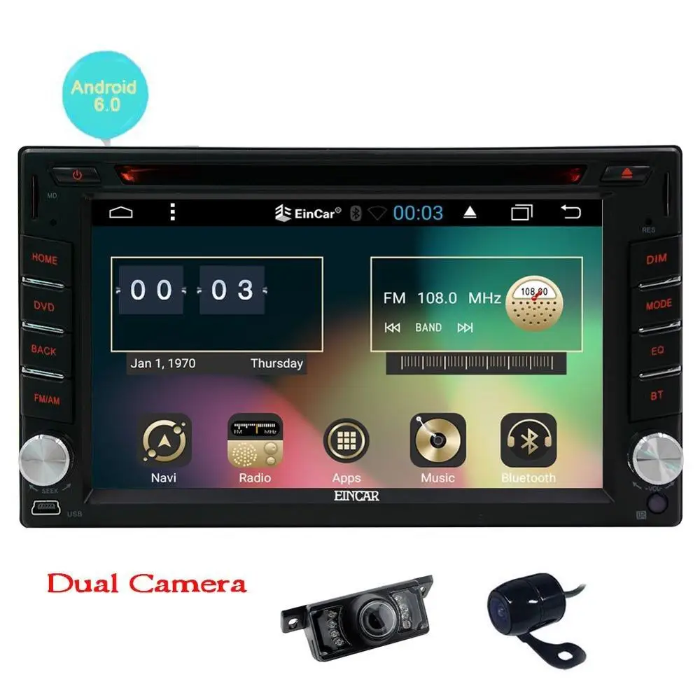 Фронтальная камера + резервная Автомобильный dvd-плеер Android 6 0 2 Din стерео в тире gps