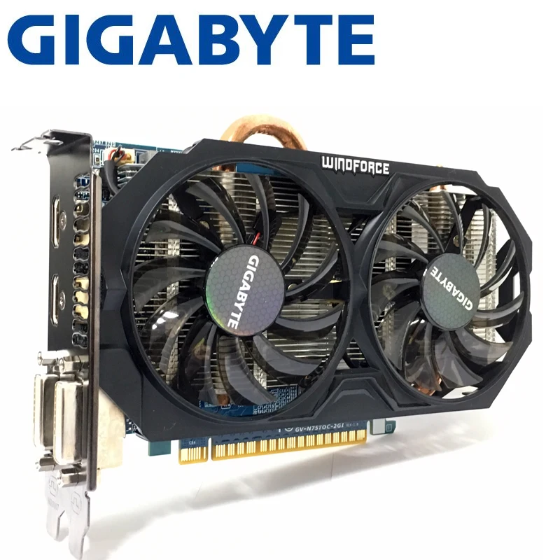 Видеокарты Gigabyte GTX750TI GTX 750TI 2 Гб D5 DDR5 128 битные настольные компьютерные графические