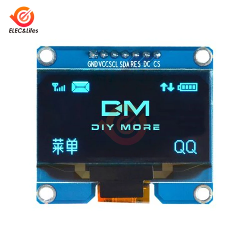 OLED-модуль 1 54 дюйма 7 контактов белый/синий/желтый с интерфейсом IIC I2C SPI |