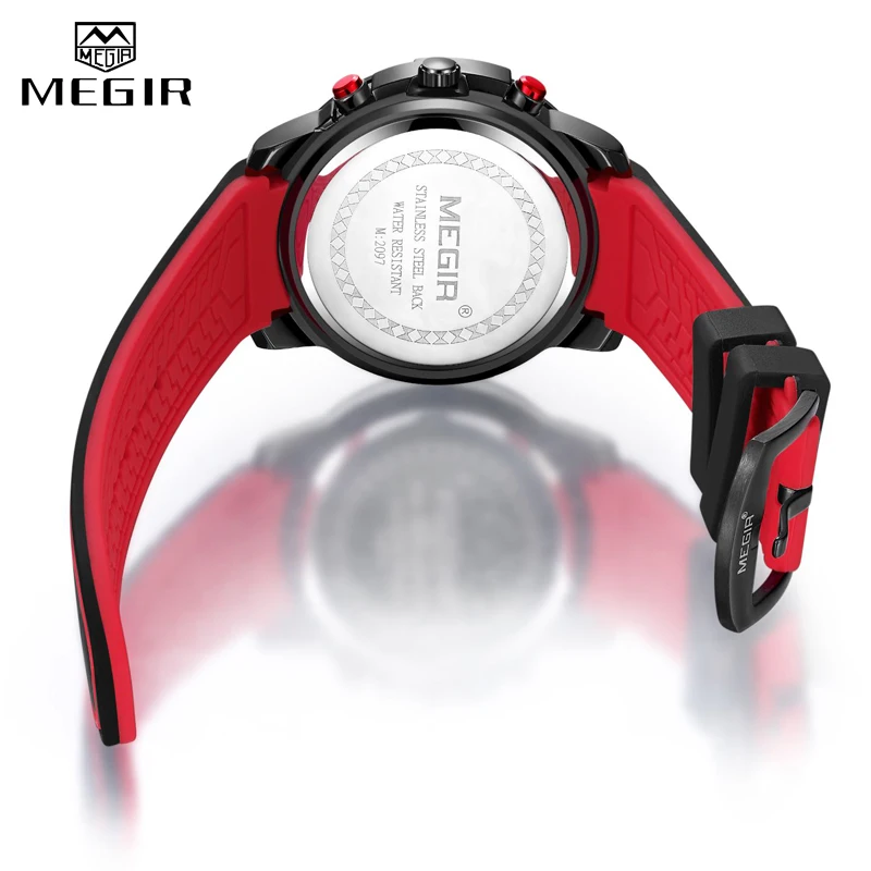 Relojes MEGIR часы для мужчин Роскошный хронограф силиконовые водонепроницаемый спортивный костюм в стиле милитари s часы Аналоговые Кварцевые Relogio Masculino