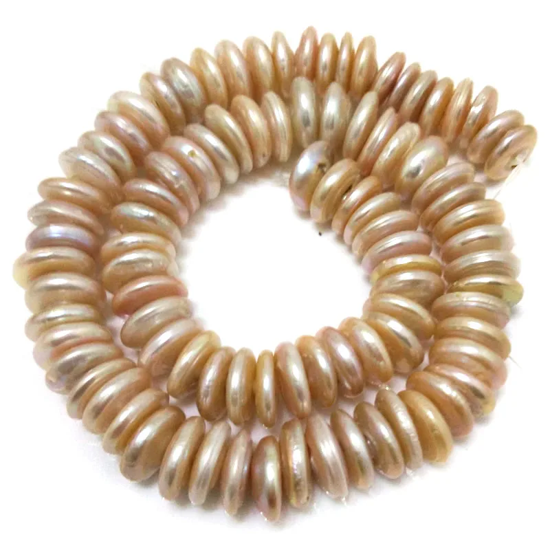 

16 inches 12-13mm Natural Pink Center-Drilled Rondelle Shaped Natural Coin Pearl Loose Strand