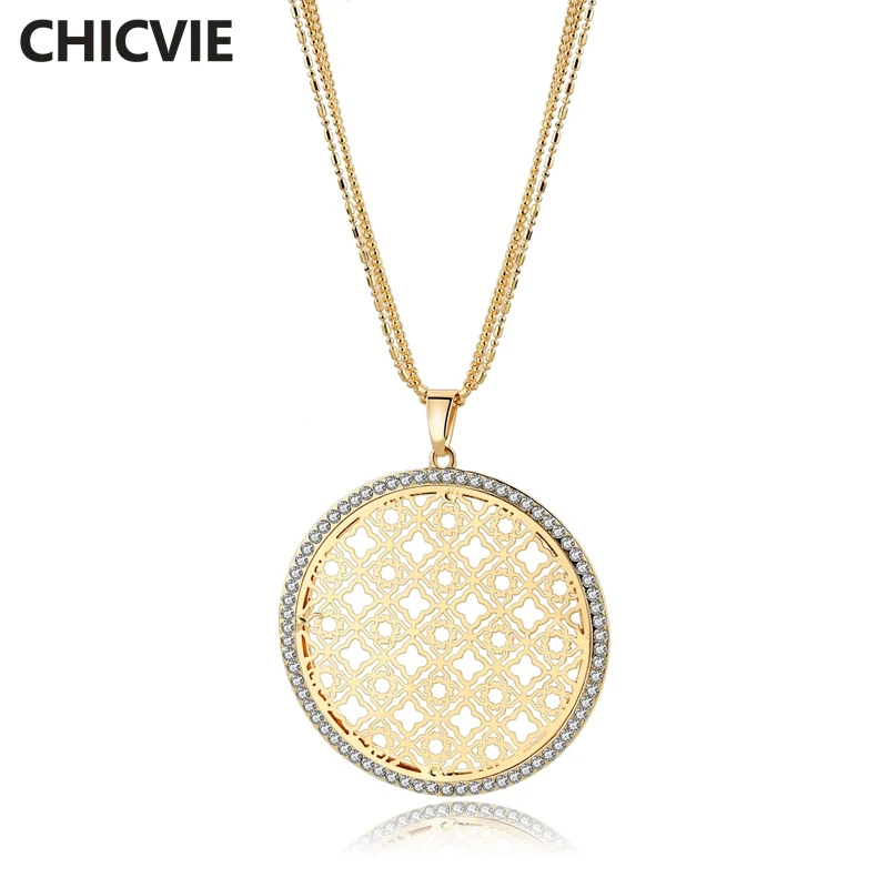 

CHICVIE Gold/Silve Chain Necklace Pendant Display Women Stainless Steel Jewelry Necklace For Womens Statement Necklace SNE170035