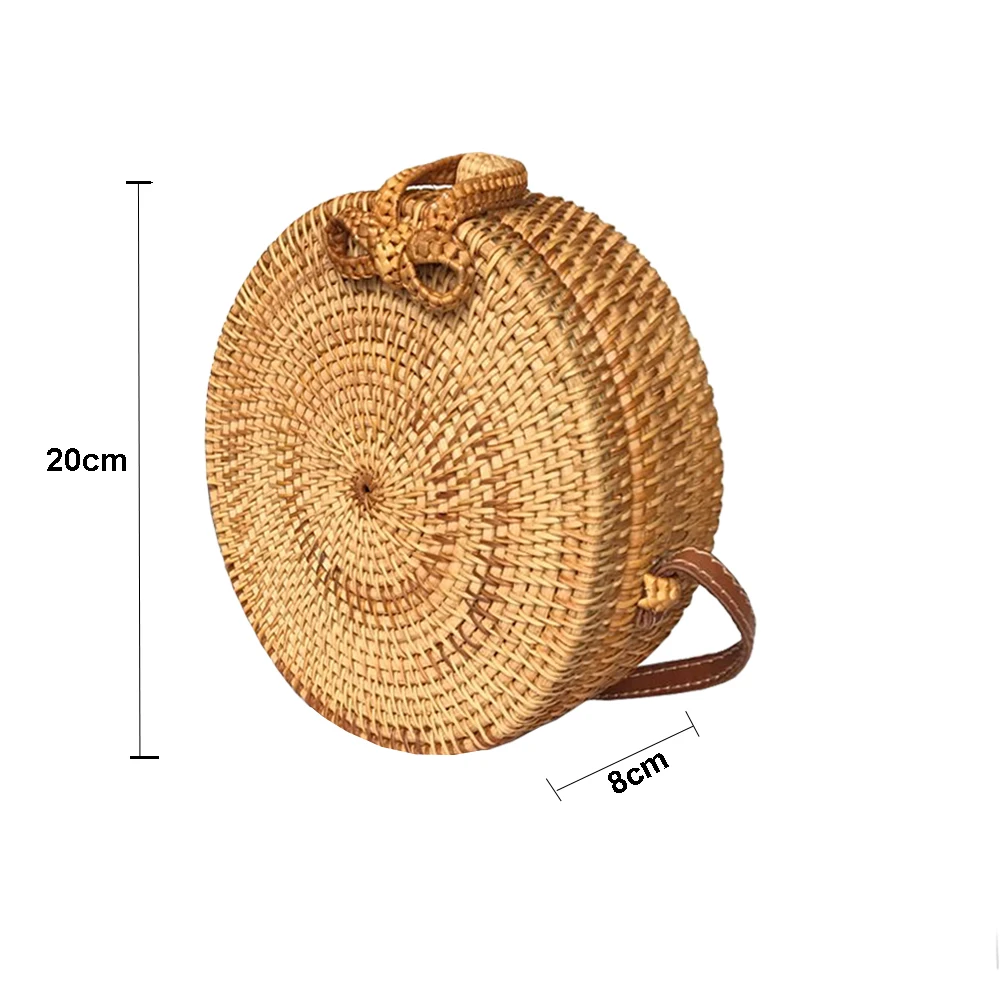 Вьетнамский Круглый соломенный мешок из ротанга сумки через плечо для женщин 2019