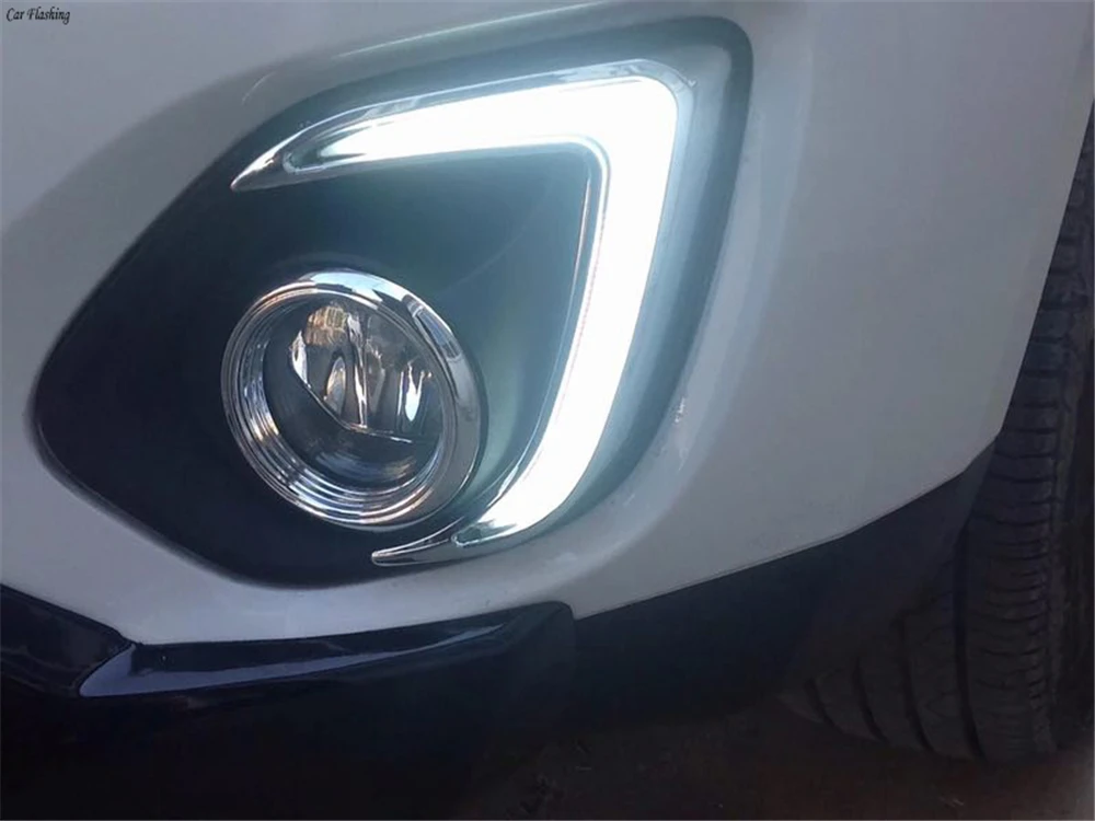 Автомобильный мигающий 1 комплект для Mitsubishi ASX 2013 светодиодный DRL COB дневные ходовые огни дневной свет водонепроницаемый противотуманный фара с сигналом
