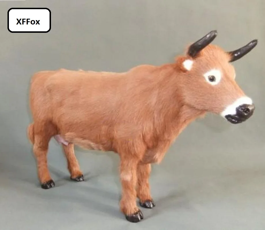 

big real life cattle model plastic&furs simulation yellow cattle doll gift about 46x29cm xf1930