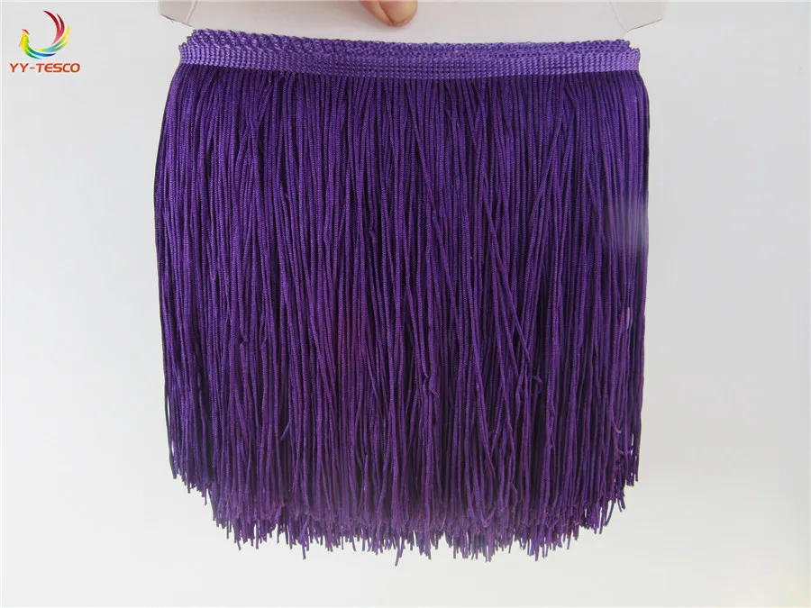 

20CM Long purple Polyester Fringe Trim Tassel Ribbon Lace Accessory Sew Latin Dress Garment Curtain DIY Accessories 10 yard/lot