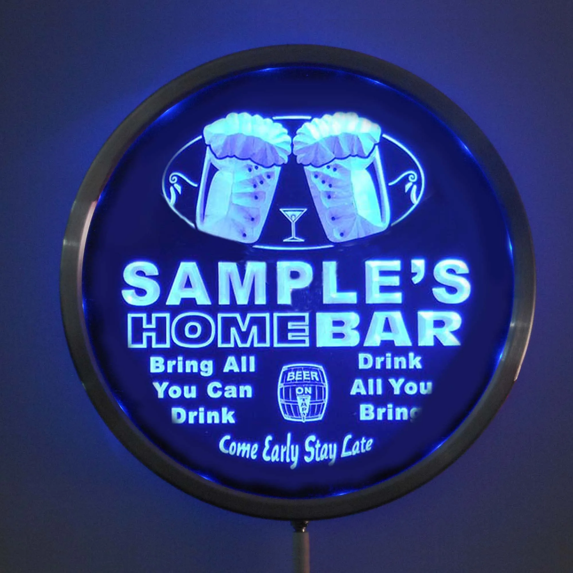 

rs-p-tm Custom LED Neon Round Signs 25cm/ 10 Inch - Personalized HOME BAR Beer Sign RGB Multi-Color Remote Wireless Control