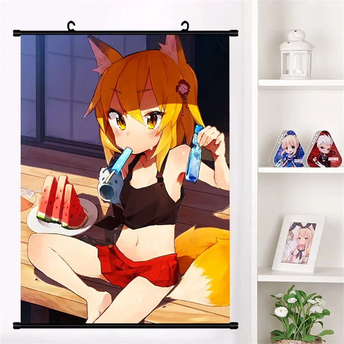 V Аниме Sewayaki Kitsune no Senko-san Senko Nakano Shiro Настенная роспись плакат Настенные подвесные плакаты коллекция домашнего декора - Цвет: V