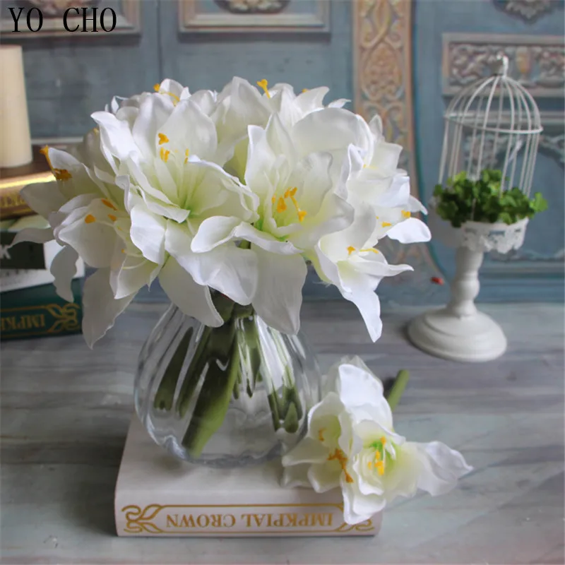 Цветные 3 искусственных цветка дешевые искусственные цветы для украшения