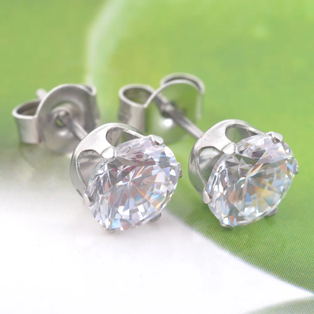 1 пара Michley 316L женские серьги гвоздики из нержавеющей стали серебряная сережка
