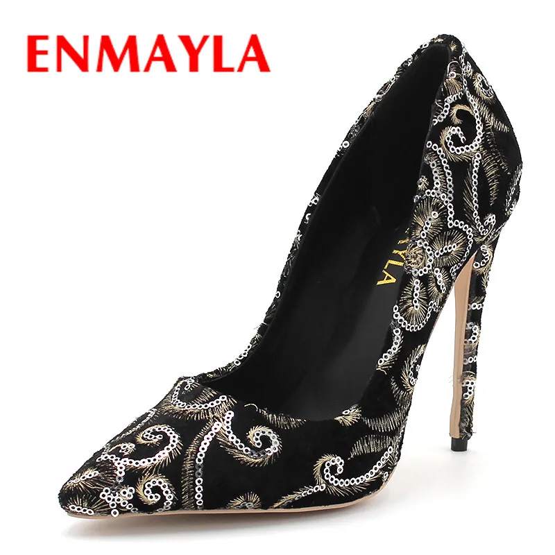 

Классические черные туфли ENMAYLA, женские туфли-лодочки для офиса и работы, женские туфли на заказ размером 34-43, туфли на низком каблуке 7, 8, 11, 12 ...