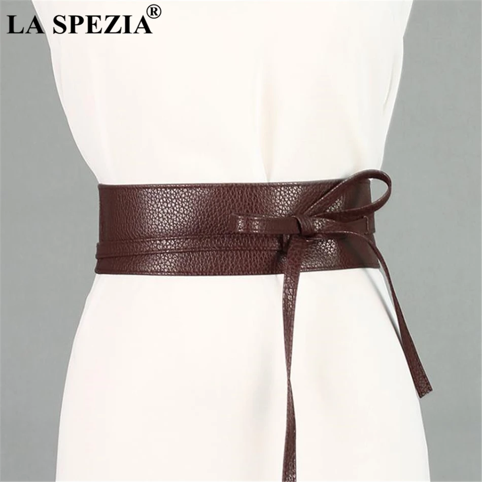 LA SPEZIA, женский ремень, черный, из искусственной кожи, ремень, женский, мягкий, кожаный, широкий, для девушек, ремни для платьев, с завязывающимся ремешком, для свадьбы, женский ремень
