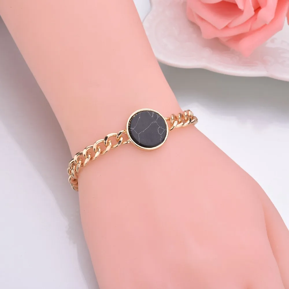 Золотой Цвет Толстый металлический браслет цепочка геометрические массивные