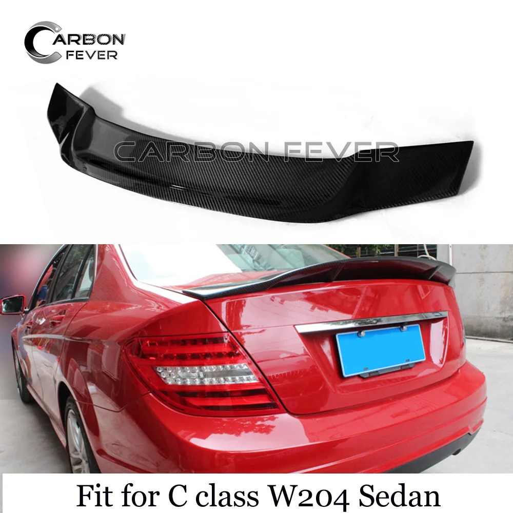 W204 углеродное волокно задний багажник спойлер для Mercedes W204 C class седан 2007- C250 C300 C350