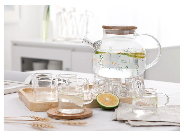 High Borosilicate Glass Tea Pot Transparent Infuser Handmade Flower Tea Set Heat Resistant Strainer Kongfu Tea Flower Tea Kettle