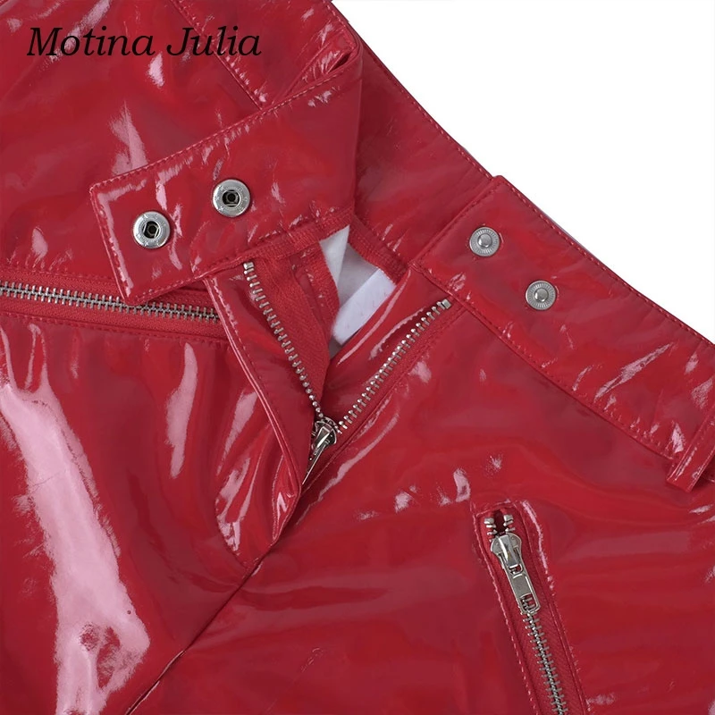 Motina Julia 2018 Сексуальная облегающая юбка из искусственной кожи Женская осенне
