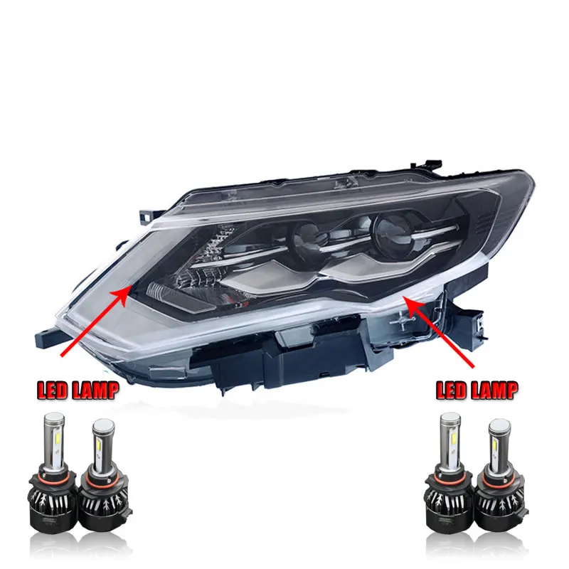ALL LED 2 шт. светодиодный фары для автомобиля Nissan X-Trail, светодиодный фонарь с двумя ксеноновыми линзами, автомобильные аксессуары, дневные ходовые огни, противотуманные фары - Цвет: ALL LED