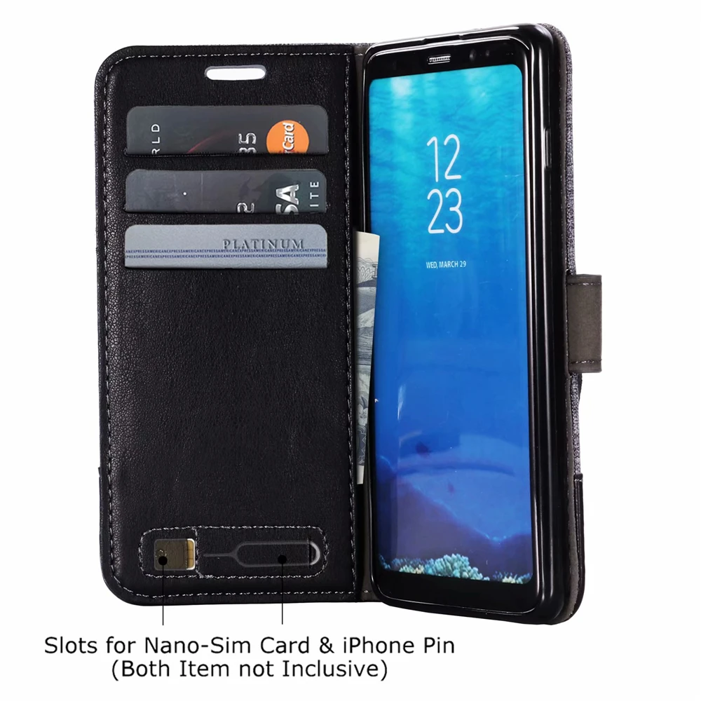 Двухцветный кожаный чехол книжка для телефона Samsung S20 S10 S9 S8 слоты карт + подставка
