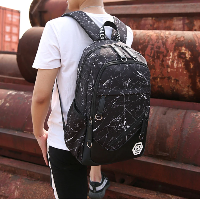 

New Men Oxford Printing Backpack Multifunctional Waterproof 15.6 Inch Laptop Bagpack Men Travel Packbag Male Student School Bag