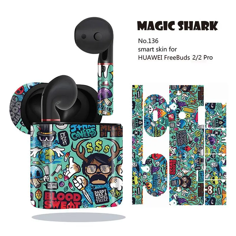 Magic Shark Fashion граффити череп Водонепроницаемый ПВХ без выцветания чехол наклейка