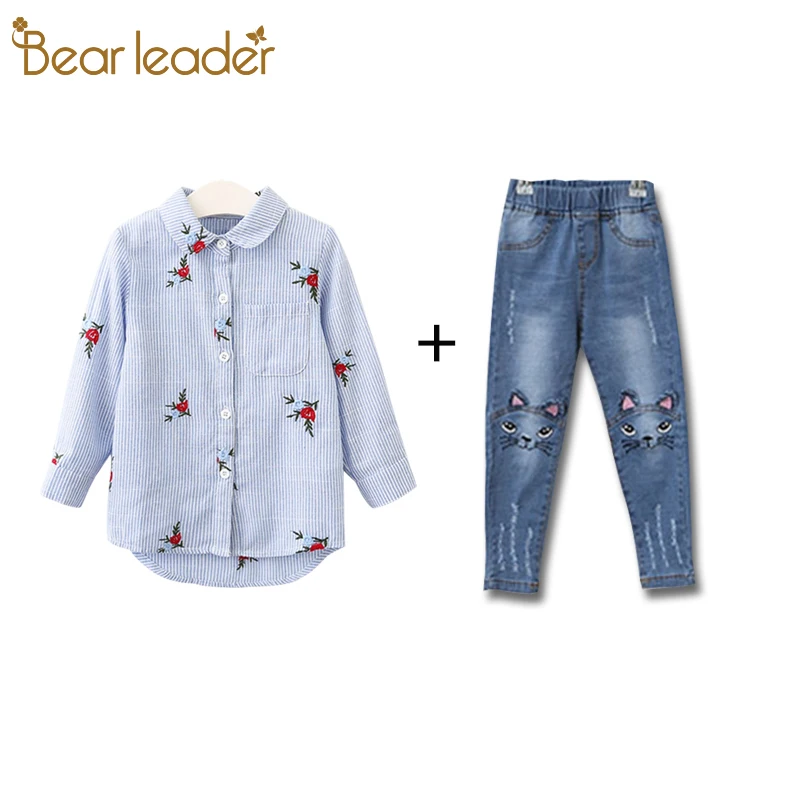 Bear Leader/джинсы для девочек весенние брюки до колена с рисунком кота из мультфильма