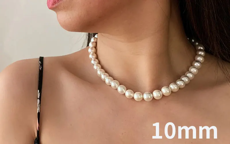 10mm Элегантное серебряное 925 ювелирное классическое темпераментное свадебное ожерелье 4-10 мм жемчужное кремовое 925 пробы Серебряная цепочка для женщин - Цвет камня: 10mm