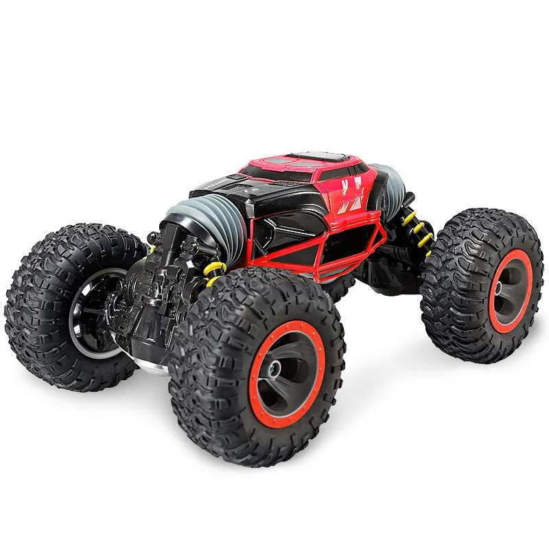red 2,4 г четырехколесный привод RC автомобили гусеничный 4WD двухсторонний трюк трансформирующий автомобиль игрушка перезаряжаемый автомобиль подарок на день рождения - Цвет: red