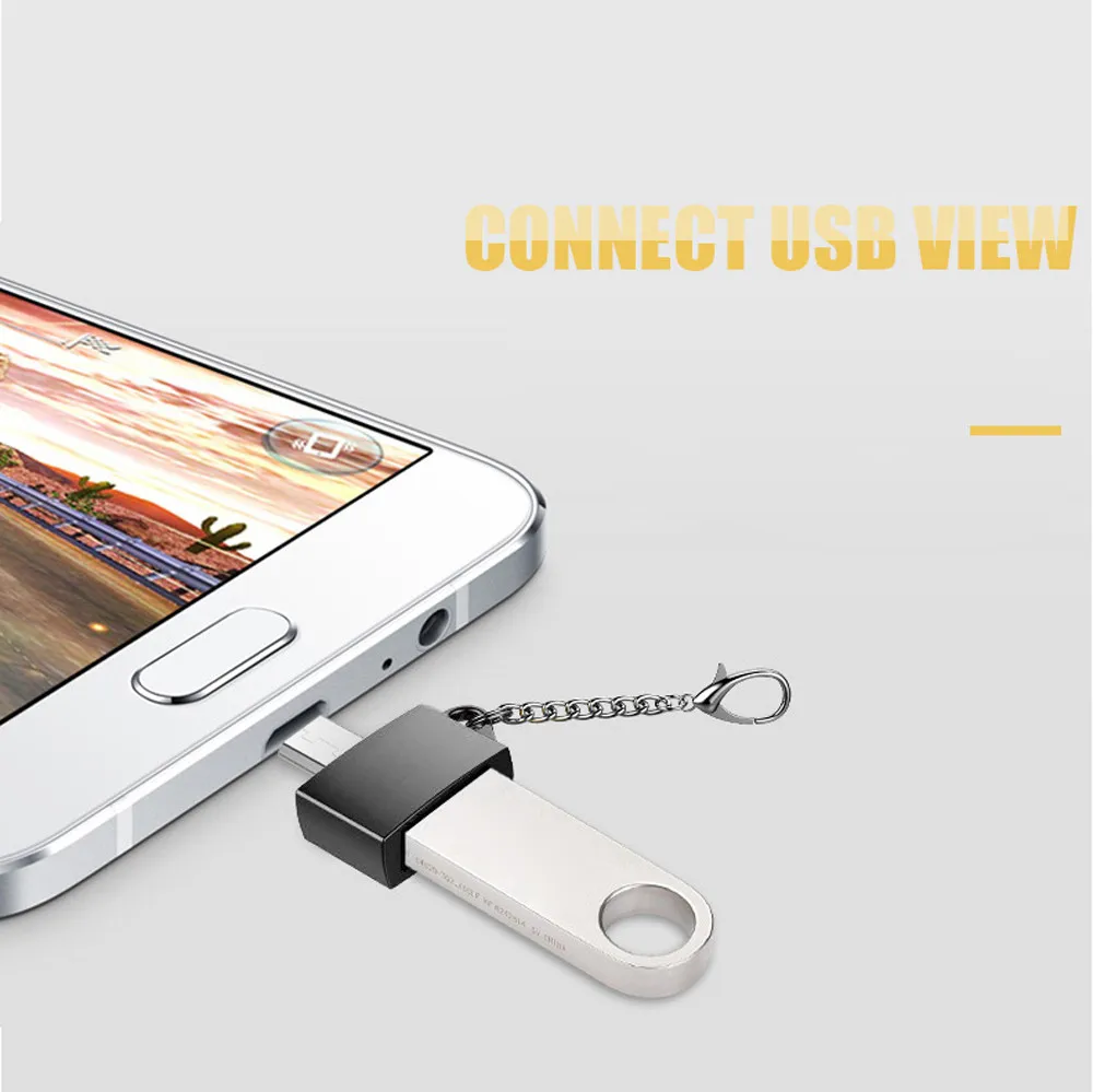 Новинка, лучшая, Металлический Micro USB Мужской к USB 2,0 A Женский Адаптер конвертера OTG с брелоком,, Прямая поставка