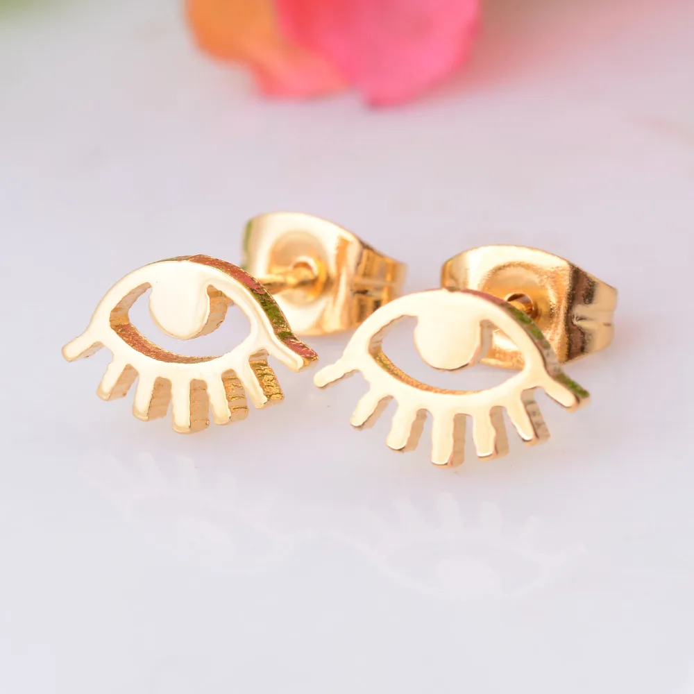 Женские серьги-гвоздики из нержавеющей стали золотого цвета | Украшения и