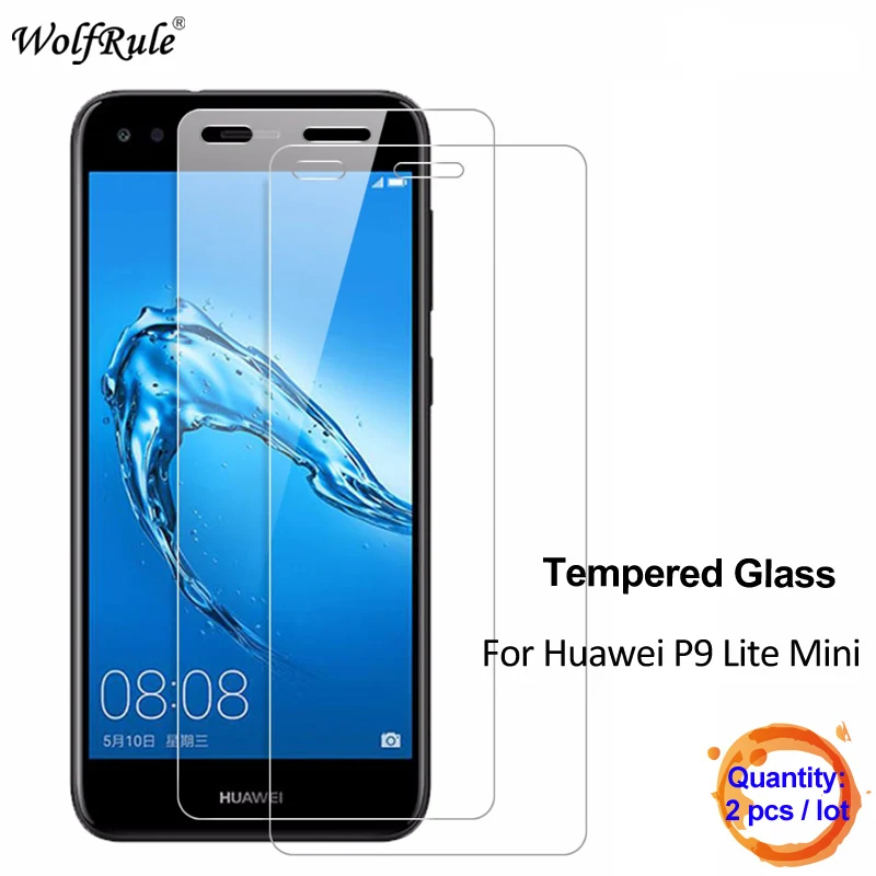 Protector de pantalla de vidrio templado para Huawei P9 Lite Mini, pel&iacute;cula protectora de tel&eacute;fono, 2 uds.-3