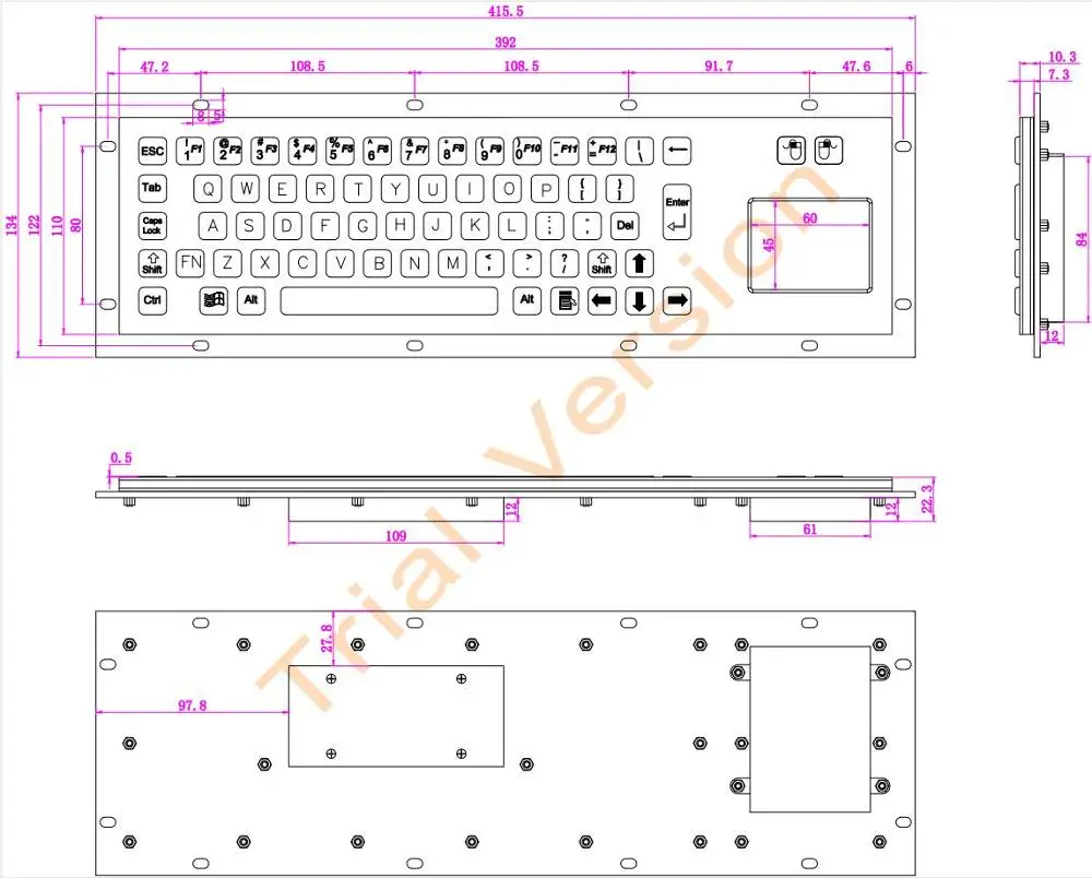 Metal Keyboard Touchpad Touch Pad With Trackpad Rugged Kiosk Keyboard Manufacturer Waterproof Touch Screen Membrane Keypad
