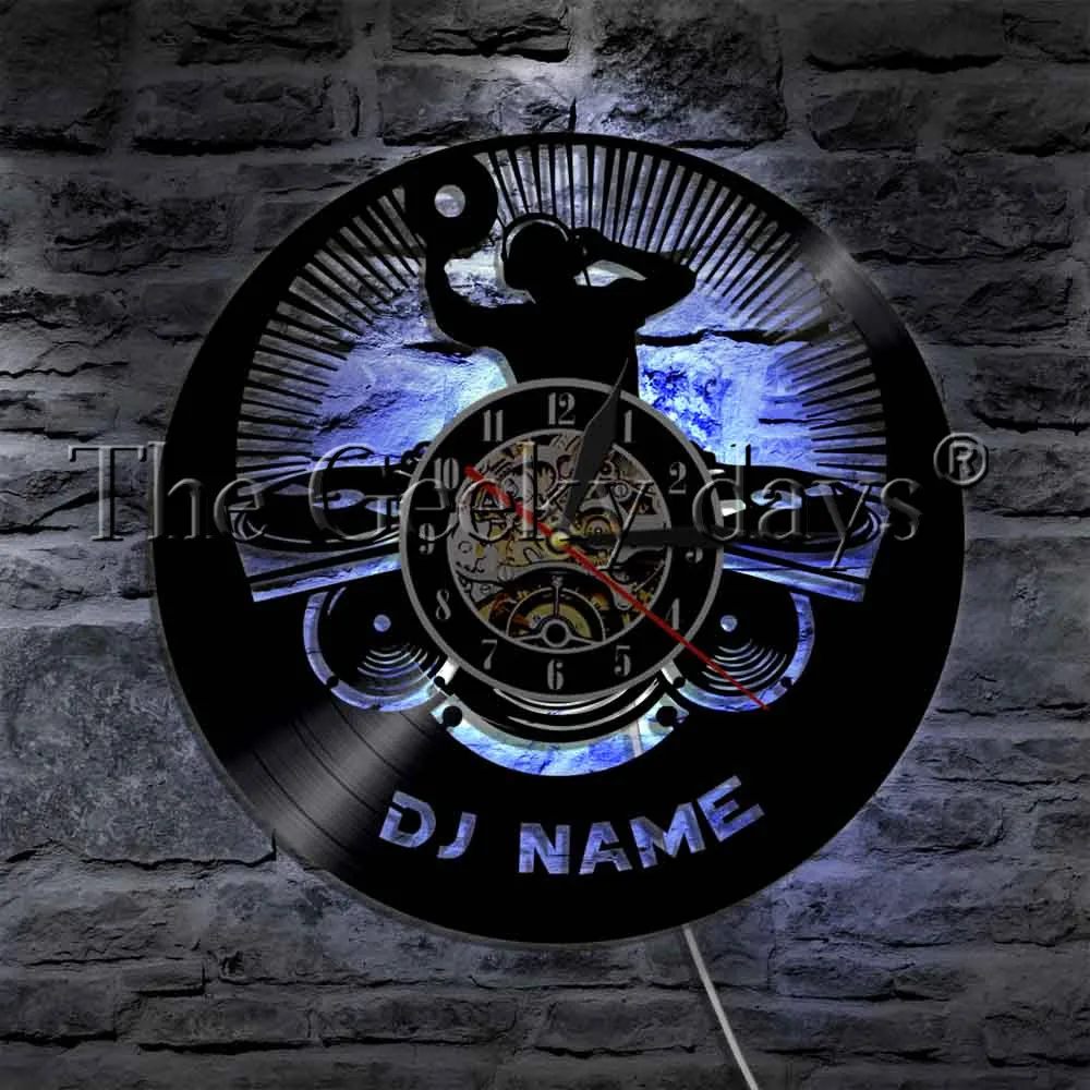 1 шт., DJ, персонализированное имя, современный настенный светильник, рок-н-ролл, светодиодный, Ночной светильник, музыка, ночные, вечерние, настенные часы, подарок для DJ
