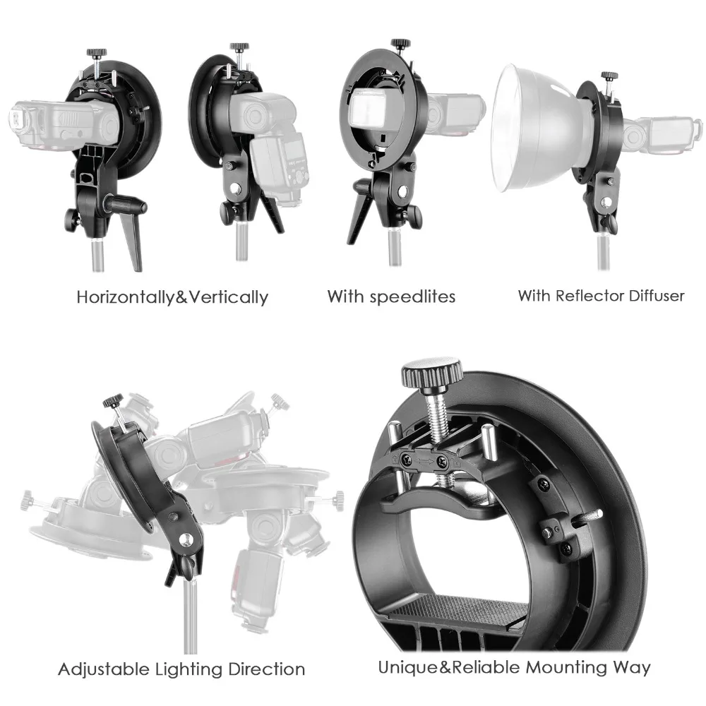 Neewer 4 пакеты S-Тип кронштейн держатель с креплением Bowens для софтбокса Speedlite Flash Snoot