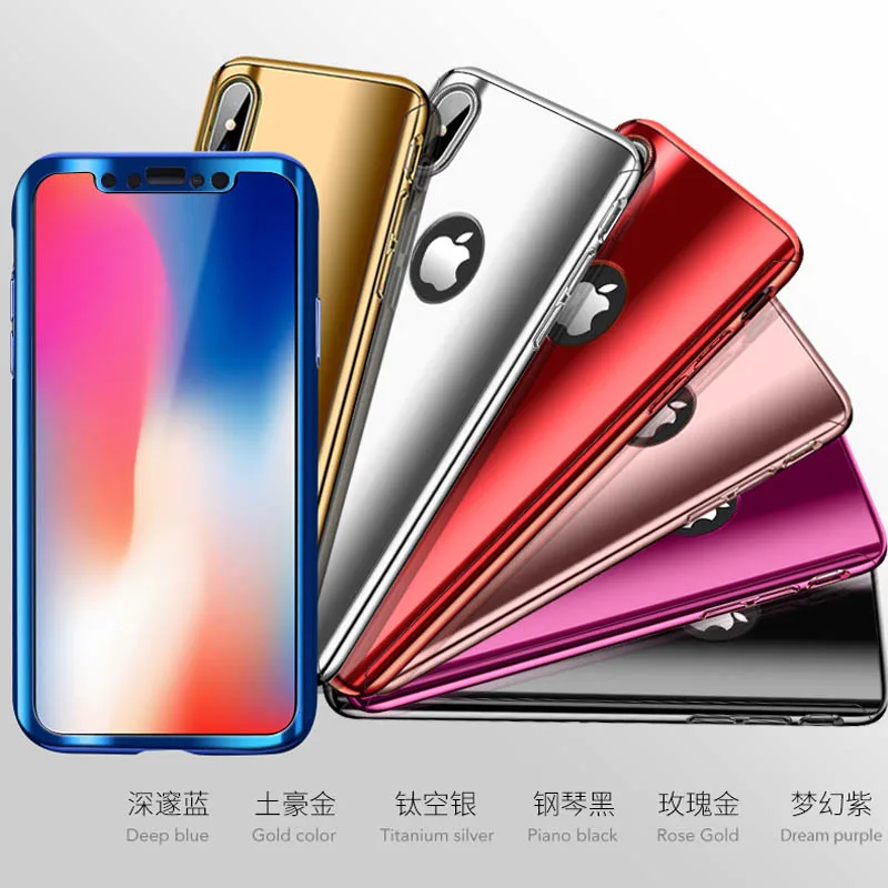 Покрытие PC Чехол ударопрочный чехол для iPhone X XS Max Xr 7 Plus 8 6 6S 5 5S SE со стеклянной